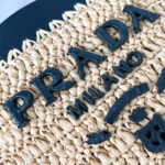 Prada Mini Crochet And Leather Tote Bag 1BG501 Apricot